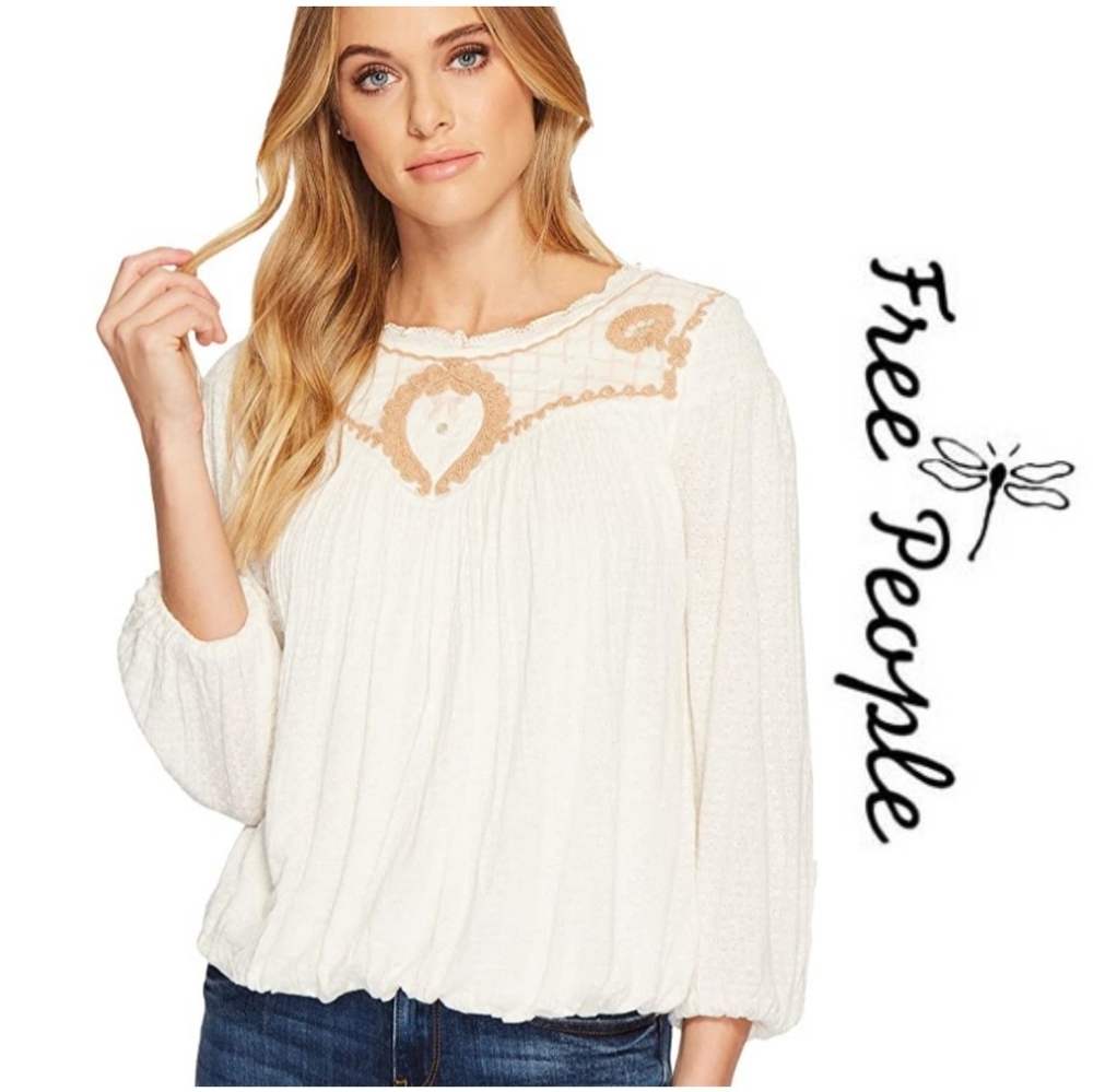Free People Begonia Embroidered Top